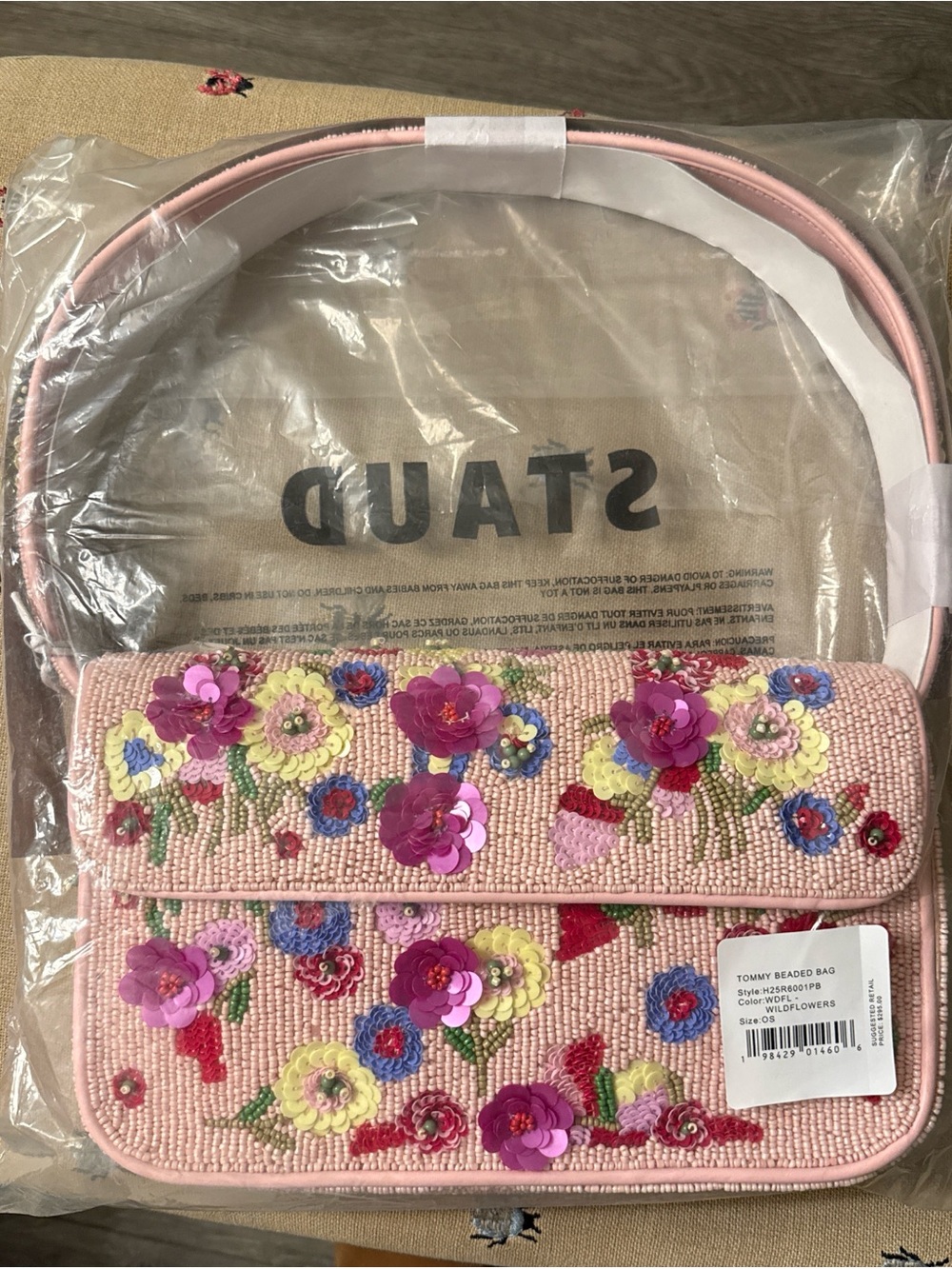 NWT STAUD Tommy Beaded Bag, Wildflowers - Picture 3 of 6